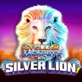 Stellar Jackpots with Silver Lion online game logo by Lightning Box Game on 711-casino-be.com